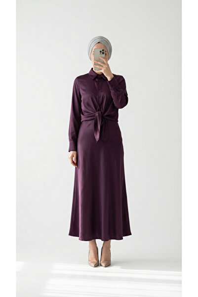 MİHRA STORE Σατέν φούστα Gözde.EK137-BN8461 Μούρντιμ