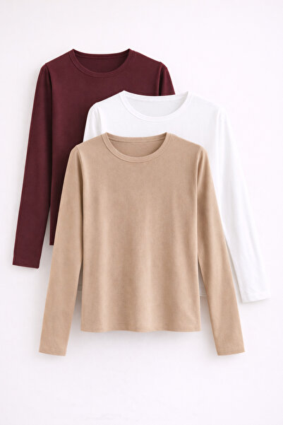 COMBİNE MİCHAİL Дамска памучна блуза с дълги ръкави, тясна кройка, 3 части