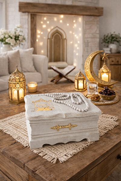 IremTasarimAtolyesi TESBİH KURAN KUTUSU AHŞAP DÜZENLEYİCİ RAMAZAN EV DEKORASYON