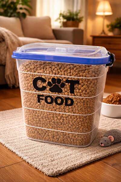 DEEMBRO 15 Kg Kedi Maması Saklama Kabı Kutusu Sızdırmaz Vakumlu Silikonlu Hava Almayan 35 Lt Dir 35*42*39 Cm çok büyük hava almaz saklama kabı