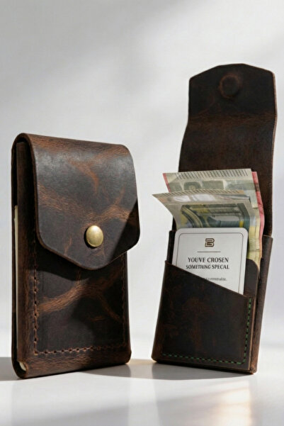 luvo محفظة عمودية من الجلد الطبيعي |   محفظة صغيرة الحجم مكونة من 3 أقسام تتس...