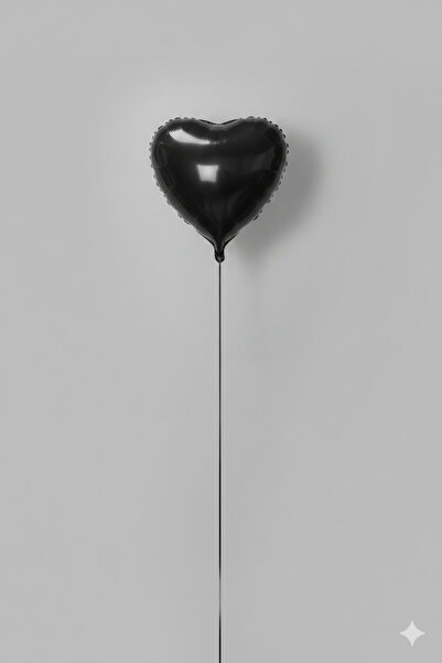 Deniz Party Store بالون فويل قلب أسود 18 بوصة 45 سم 1 قطعة