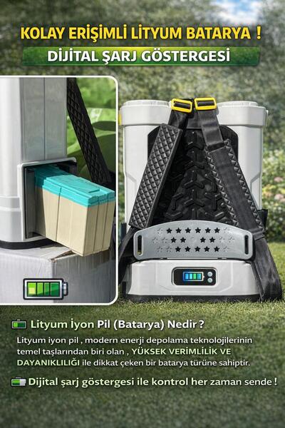 HDF Eco Pump Lityum Bataryalı Şarjlı İlaçlama Makinesi - 16 Litre - Otomatik Karıştırıcılı (Mixer)