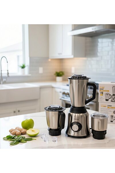 Generic خلاط ومطحنة دينكس 3 في 1 - عصارة، خلاط، صانع عصائر، مصنوع من الفولاذ ...