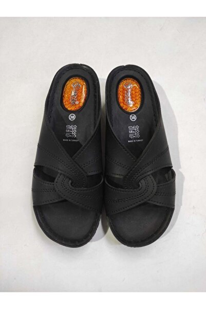 ARYAN Kadın Günlük Terlik Dolgu Geçme Jel Siyah