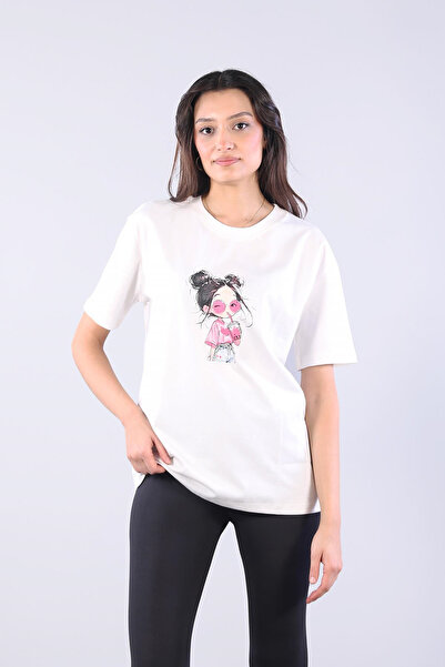 Mckanzie 10866 تي شيرت بناتي مطبوع برقبة دائرية