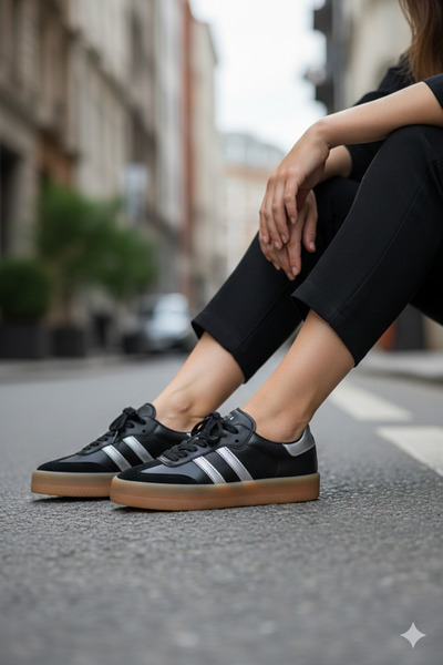 Lufian 122230030 Stella Leather Unisex Sneaker Shoes Black