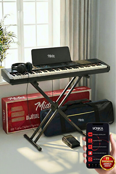 Midex Plx-80bkst Taşınabilir Katlanır Dijital Piyano Tuş Hassasiyetli 88 Tuş ...