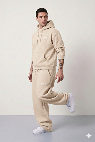 NİCE Men's Design Baggy Wide Leg Tracksuit Set Top and Bottom Set