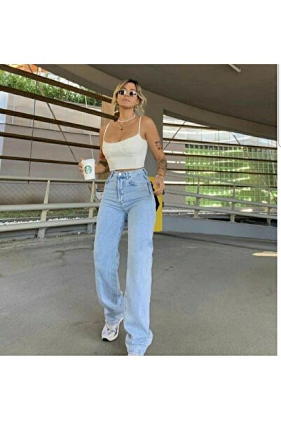 Trn JNS Spodnie jeansowe typu palazzo z bardzo wysokim stanem i lekką lycrą L...