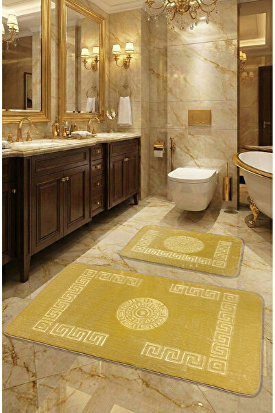 FeelHome Simav Deluxe Kaymaz Taban, Yumuşacık, Emici 2'li Lüks Baskılı Banyo ...