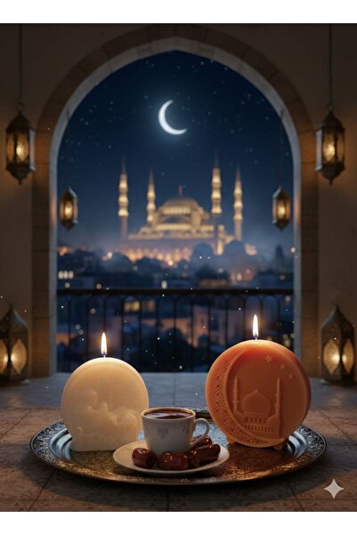 pofudukcase Estetik Bohem Dekoratif Mum - El Yapımı Görünümlü 3D Cami Figürlü...