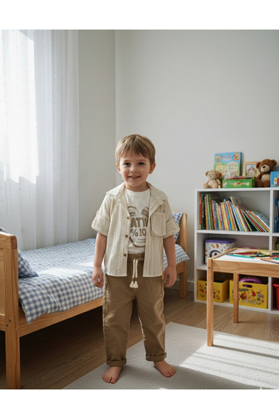 Retro Women Băiat Bumbac In Cămașă Pantaloni Tricou Costum Elegant