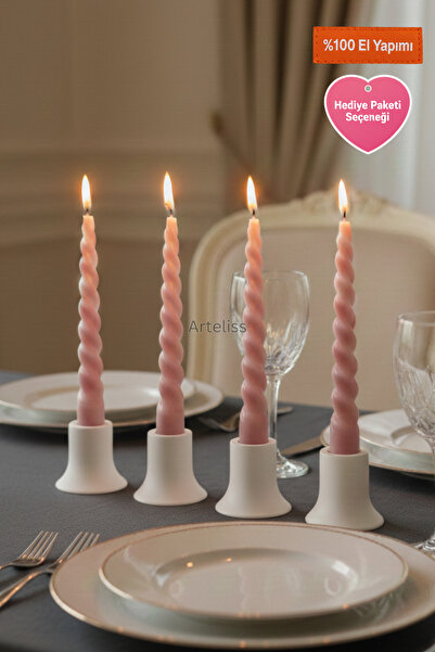 Arteliss Dekoratif Dörtlü Mini Şamdan Seti | İskandinav Tarz Mumluk Set
