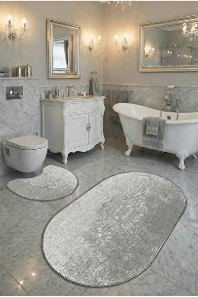 FeelHome طقم سجادة حمام بيضاوية فاخرة للغاية من أوسكودار، مضادة للانزلاق، ماص...