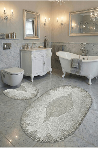 FeelHome Milas Kaymaz Taban, Çeyizlik, Kadife Dantel Detaylı 2'li Süper Lüks ...