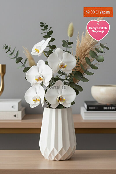 Arteliss Mini Pampas Vazo İskandinav Tarz Dekoratif Geometrik Desenli