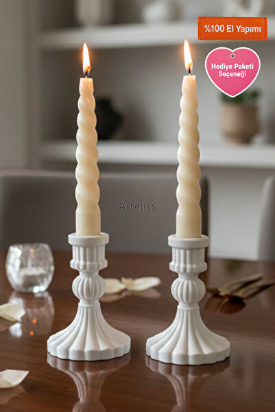 Arteliss Avrupa Tasarım Romantik Şamdan İkili Set | İskandinav Tarz İkili Mumluk