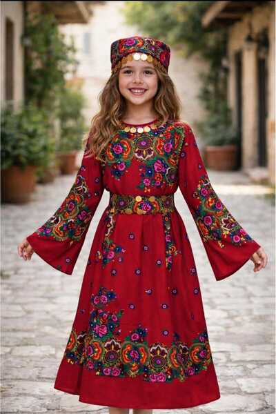 6zar YÖRESEL HAMAVİ ÇOCUK ELBİSE (ŞAL VE KUŞAK BİRLİKTE) mezuniyet özel gün