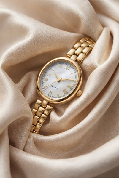 İnogge Arbume Kadın Oval Kasa Minimal İnce Kordonlu Gold Kadın Kol Saati