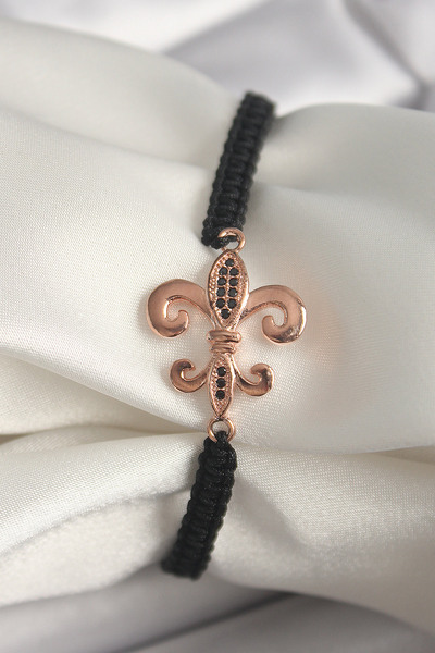 Skygo Brass Rose Color Zircon Stone Embroidered Lily Figure Lift Macrame Mode...