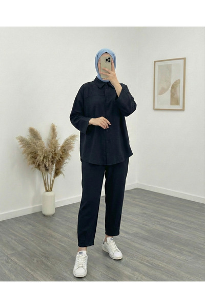 BENAHOLL Σετ παντελονιού Şüheda με μπροστινό ρόμπαλο - AS497 Μαύρο