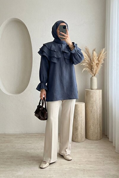 Modamorfo Wide Collar Tunic with Elasticated Ankles and Tieable Waist with Sl...