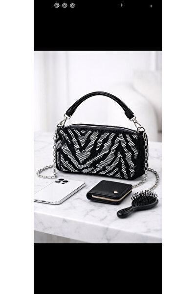 Sofia Women's Daily Black Chain Strap Shoulder Bag