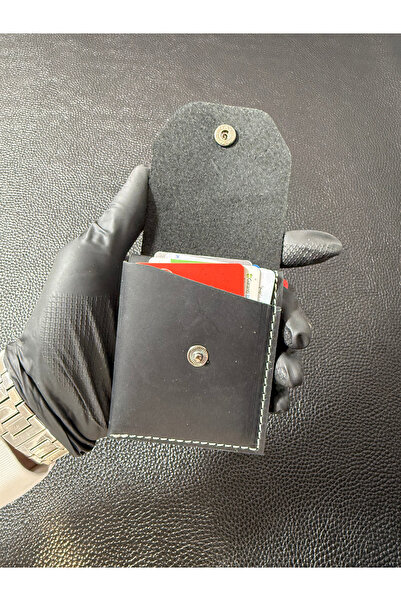 NZCLUB Hakiki Crazy Siyah Deri Şık Kaliteli Kartlık Cüzdan