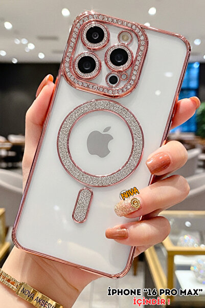 cepmoda غطاء آيفون "16 برو ماكس" بتصميم فاخر مرصع بالأحجار والفضي مع حماية لل...