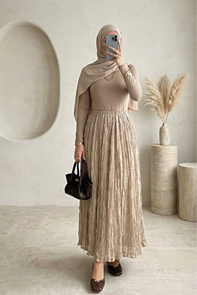 Modamorfo Lined Gipeli Modal Skirt -Beige