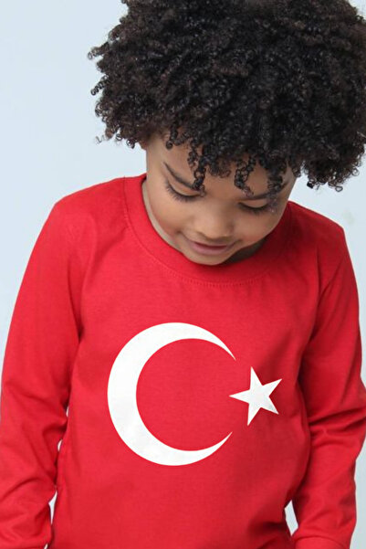 Nacar 23 Nisan Ay Yıldızlı Türk Bayraklı Unisex Çocuk Kısa Kollu Tshirt 0-24