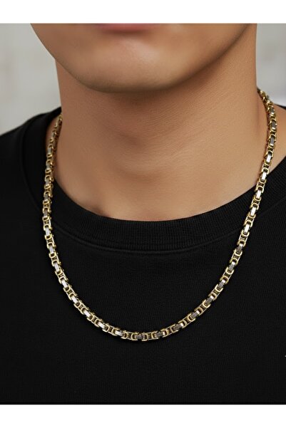 aurora dükkan Steel King Necklace Yellow White