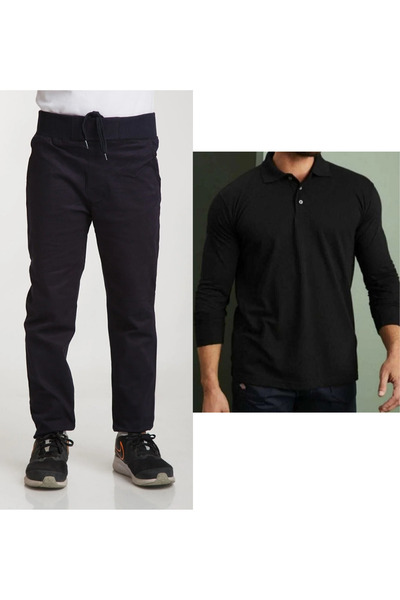 Nacar Unisex dečije školske pantalone sa rebrastim strukom Lan tamnoplave + p...