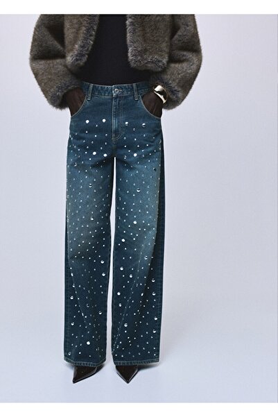 MANGO Woman Studded Straight-Leg Jeans
