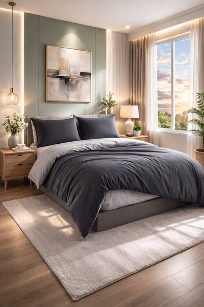 HOMENUP طقم غطاء لحاف مزدوج الاتجاه مقاس 150×200 مع ملاءة مطاطية