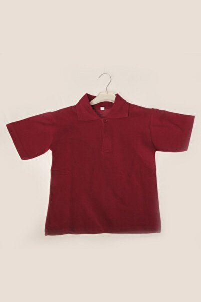 Generic Brand Children's Claret Red Polo Neck Short Sleeve Solid Color T-shirt