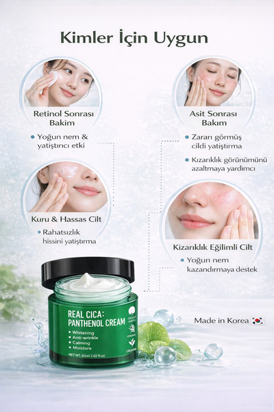 JEJUDO Real Cica Panthenol Cream 60ml – Korean Origin Soothing & Repairing Cream/Dry, Irritated Skin
