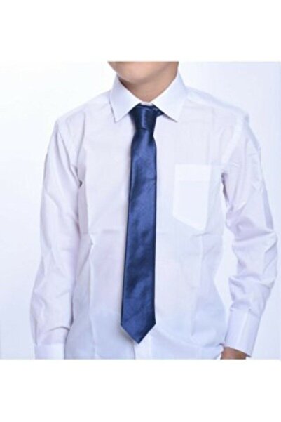 Nacar Boy's Long Sleeve White School Shirt