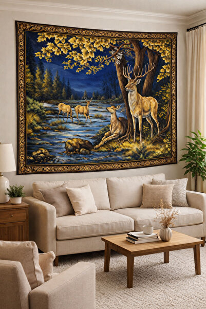 Vendini سلسلة عتيقة من سجادة الحائط على شكل غزال، نسيج حائط