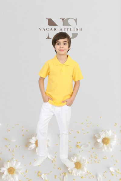 Nacar Erkek Çocuk 23 Nisan Kıyafeti Kostüm Pantolon Kısa Kol Polo Yaka Sarı T...