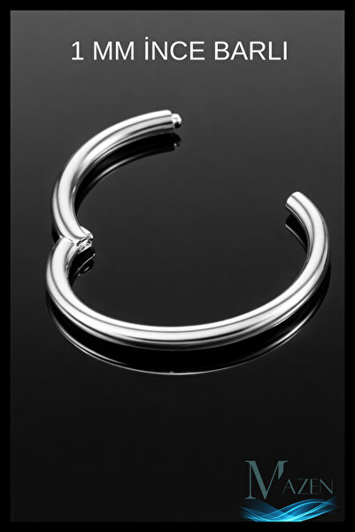MAZEN 316l Cerrahi Çelik 1 Adet Klipsli Tam Halka Piercing Kararmaz (1 MM İNC...
