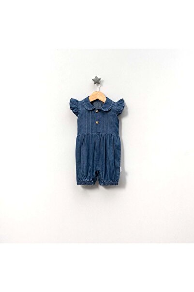 Jolly Joy Ribbed Baby Girl Denim Jumpsuit Navy Blue