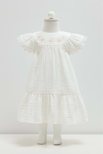 Caramell Smi̇le Muslin Dress Ecru