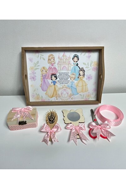 Botez Set tavita pentru taiere mot/turta – printese – roz, 6 piese