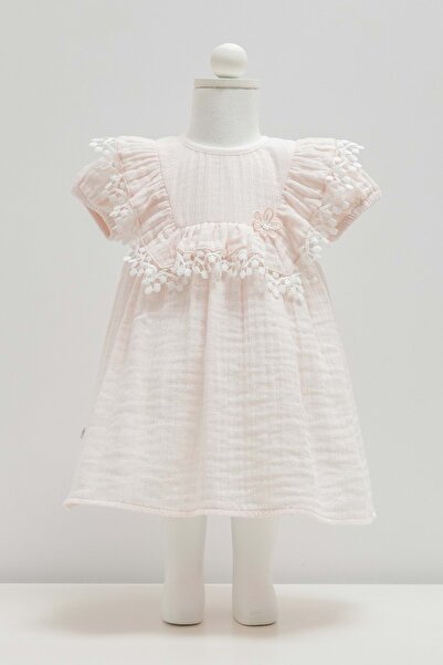 Caramell Smile Flower Detailled Dress Pink