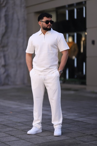 Ramires Men's Polo Collar (T-Shirt + Pants) Casual Fit Top and Bottom Set