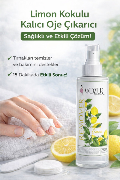 MOZIUR Remover Limon Kokulu - 250ml | Kalıcı Oje Çıkarıcı Sıvı