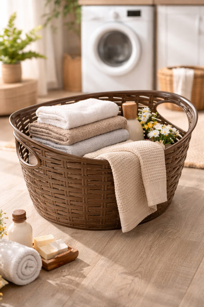 Melkan Home Rattan Desenli Oval Sepet - 9 Litre | Dayanıklı Ve Şık Tasarım | ...