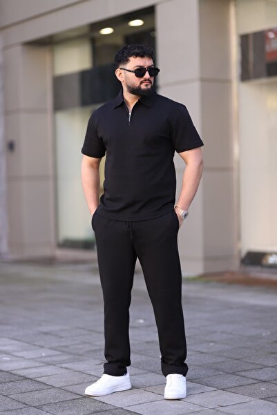 cto your style طقم رجالي بياقة بولو (تي شيرت + بنطلون) مريح ومثالي للارتداء ا...